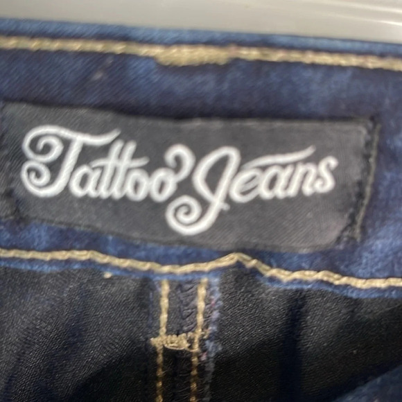 TATTOO Jeans Dark Wash Denim Skinny Jeans Blue 5 Pocket Stretch Size 11 - Picture 7 of 11